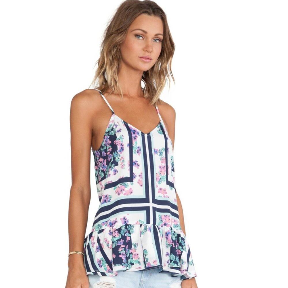 Lovers & Friends Fade Into You Tank in Floral Scarf Print NWT S